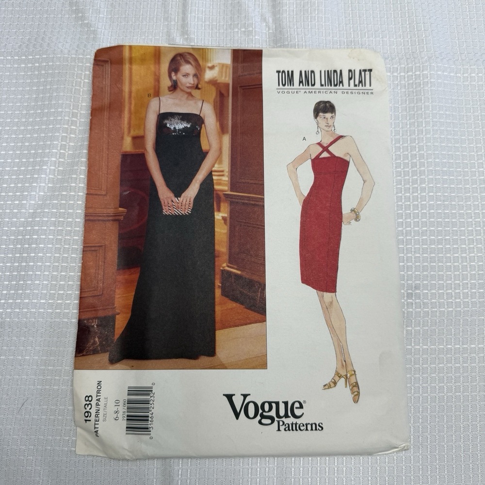 Vogue Tom & Linda Platt  Vintage‎ 1997 Pattern 1938 Dress Womens 6 8 10